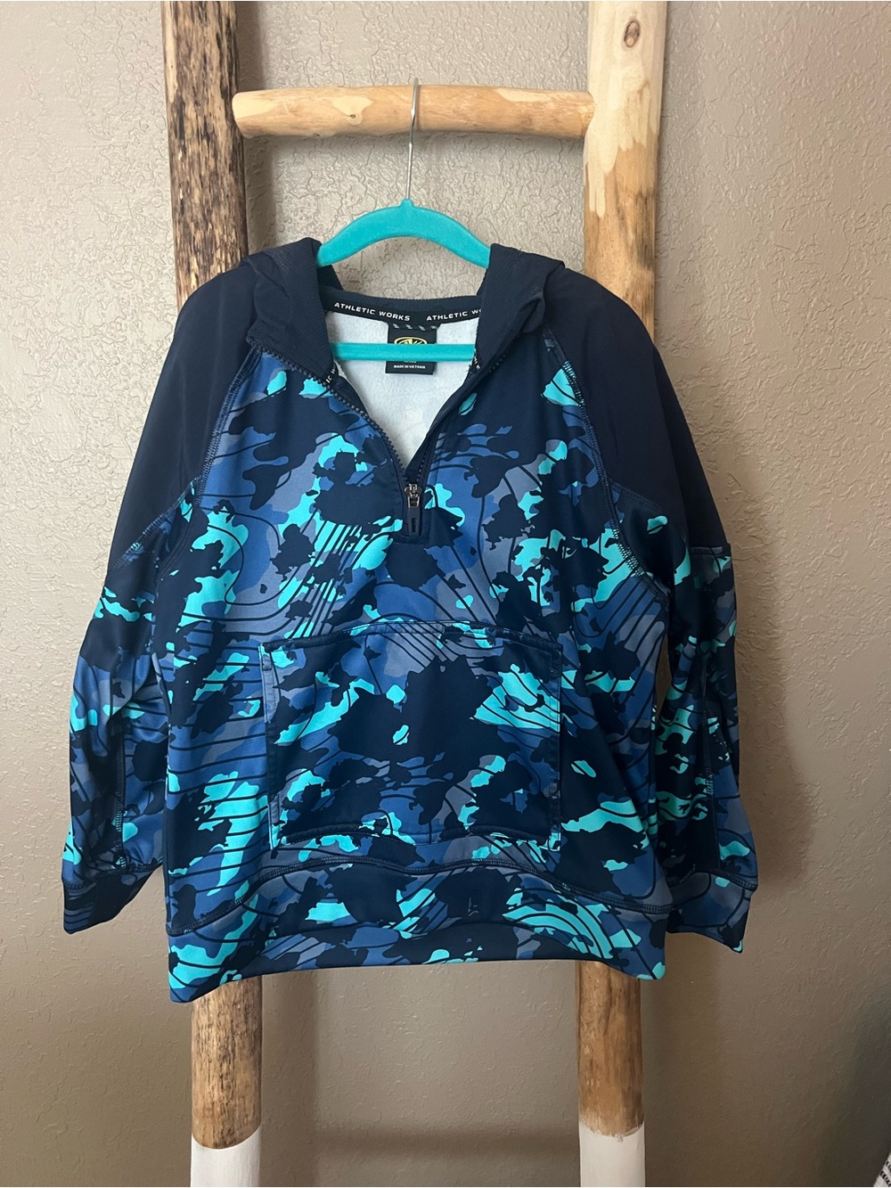 Athletic Works Navy & Teal Camo Half-Zip Hoodie for Kids